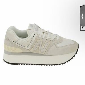 New Balance Women's 574+ ‘White Grey’ Off-White Platform Sneakers